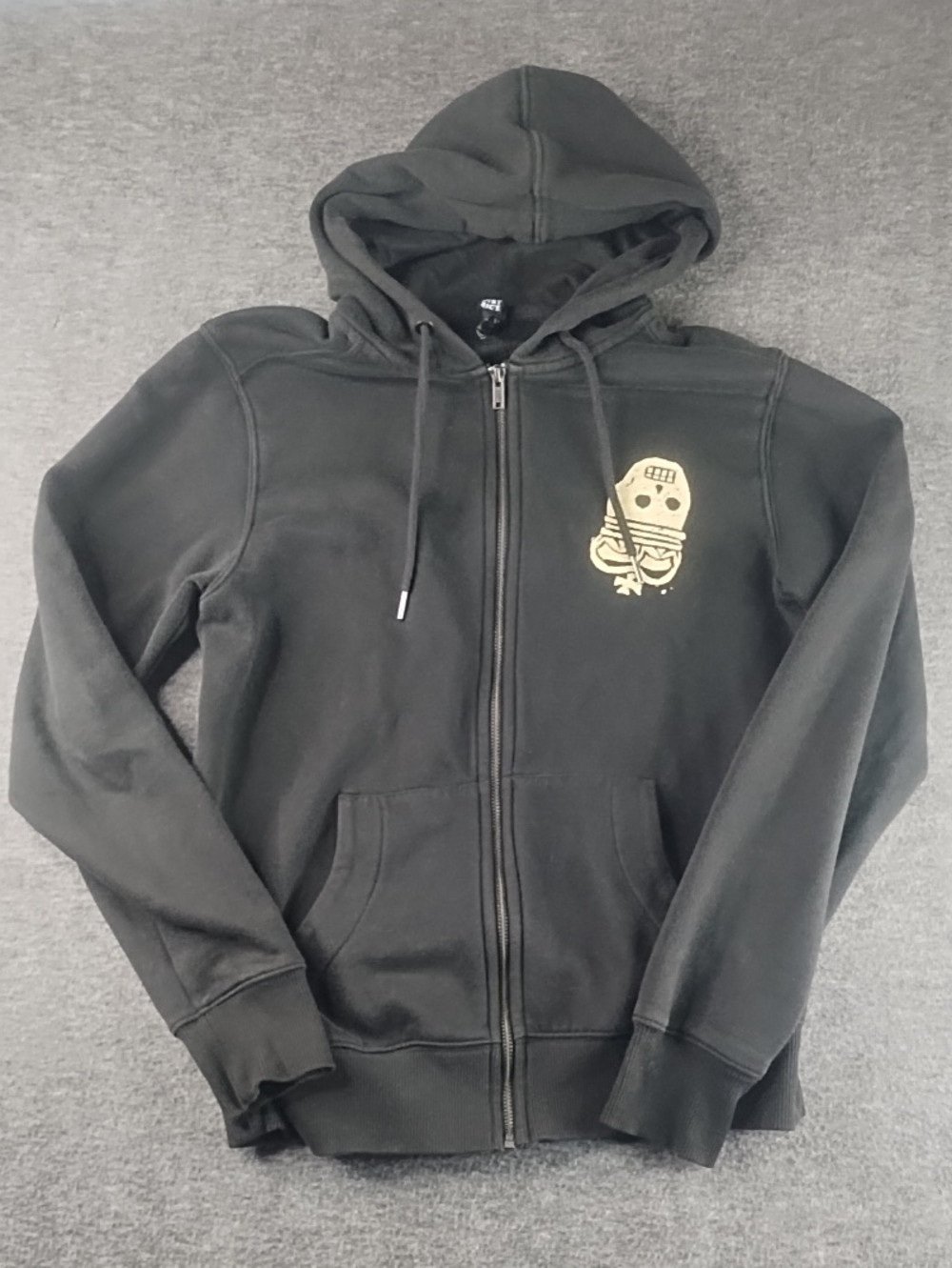 District Black Hooded Zip-Up with Exposed Silver Zipper
